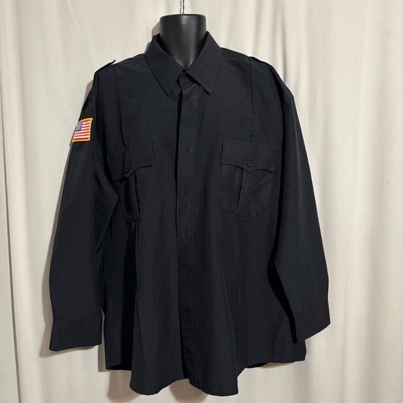 National Patrol Button Up Long Sleeve Security Shirt with American Flag patch 18 - Picture 1 of 8